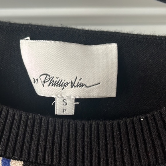 3.1 PHILLIP LIM 3/4 sleeved boat neck striped sweater small - Picture 4 of 5